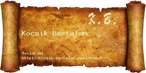 Kocsik Bertalan névjegykártya