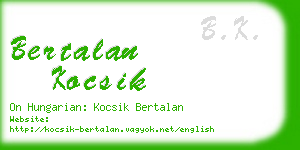 bertalan kocsik business card